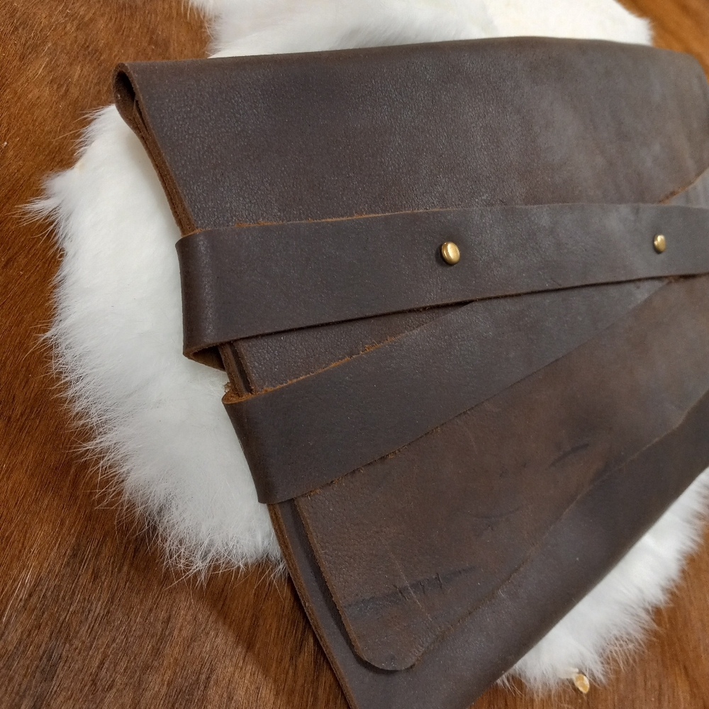 Elegant Brown Leather Clutch Handmade By J.Monique - Picture 5 of 12